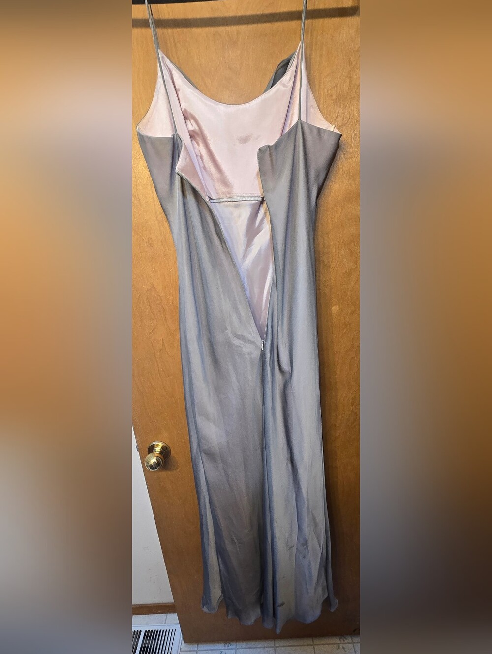 Faviana Silver-Gray Cowl Neck Prom Dress - Picture 3 of 5